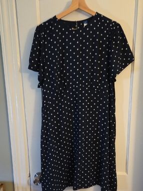 Old Navy Navy and White Polka Dot Top